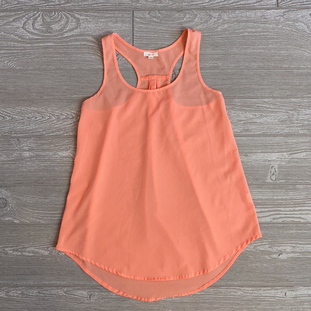 EM Orange Semi-Sheer Racerback Tank Top